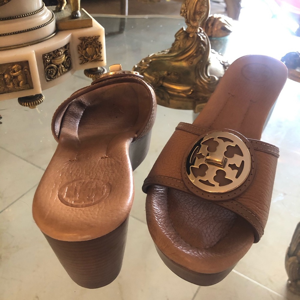 Tory Burch Selma Brown Leather Platform Wedge